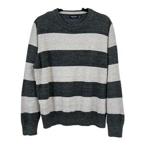 Nautica Mens Size L Gray Color Block Cotton Pullover Sweater